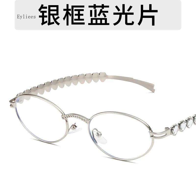 Damesolbriller med rhinsteiner Stilige ovale solbriller Vintage runde svarte solbriller Herre Bling Diamantsolbriller Luksusdesign Briller