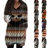 Women's Casual Halloween Print V Neck Tunic Top Mid Length 3/4 Sleeve with Pockets Lightweight Loose Fit