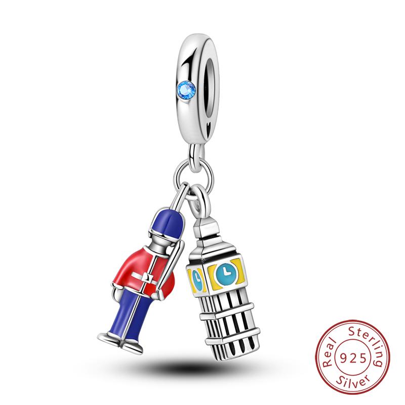 Original 925 Silver Travel Charm New York Rome Vienna Pendant Landmark Building Pendant Fit Bracelet Fine DIY Jewelry