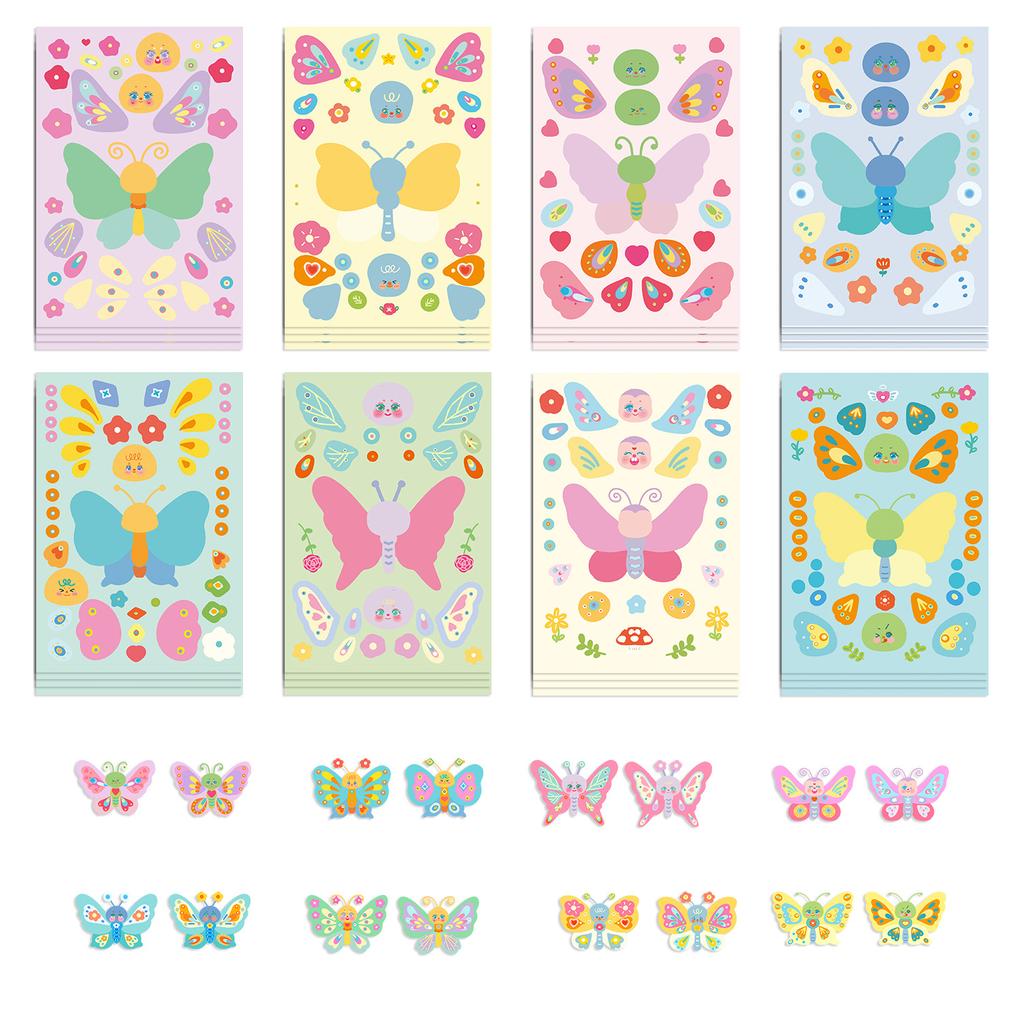 8 Abstract Art Butterfly Collage Hand-on DIY Decorative Handbook Mobile Phone Case Decoration Waterproof Stickers