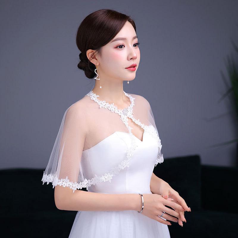 Korean Solid Color Thin Chiffon Women'S Sunscreen Shawl Summer Collocation Suspender Skirt With Diamond Buckle Lace Cloak V25