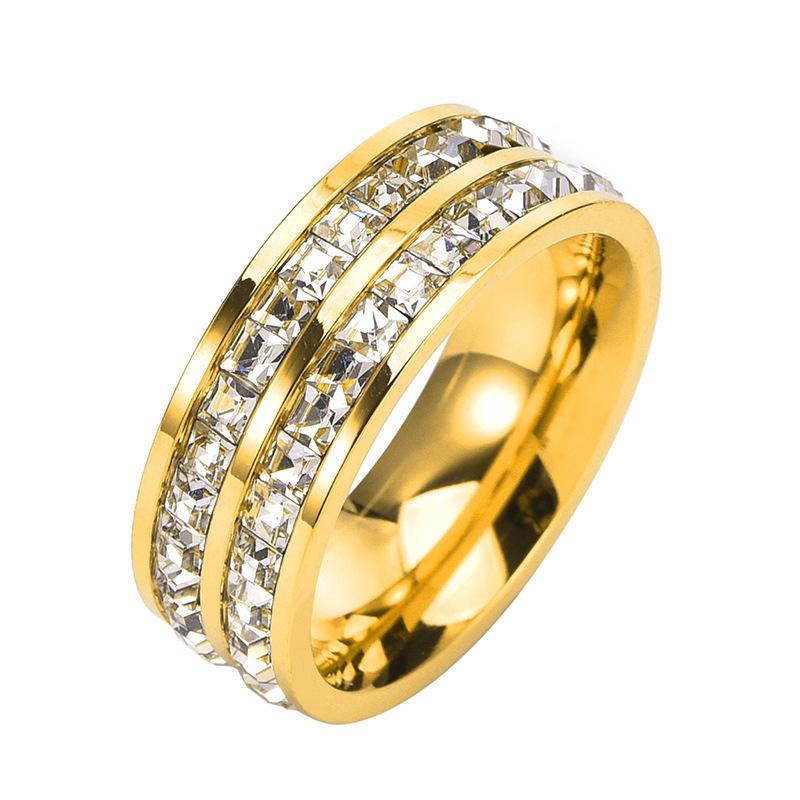Stainless Steel Double/Single Row Diamond Minimalist Couple Rings - Cartier Style
