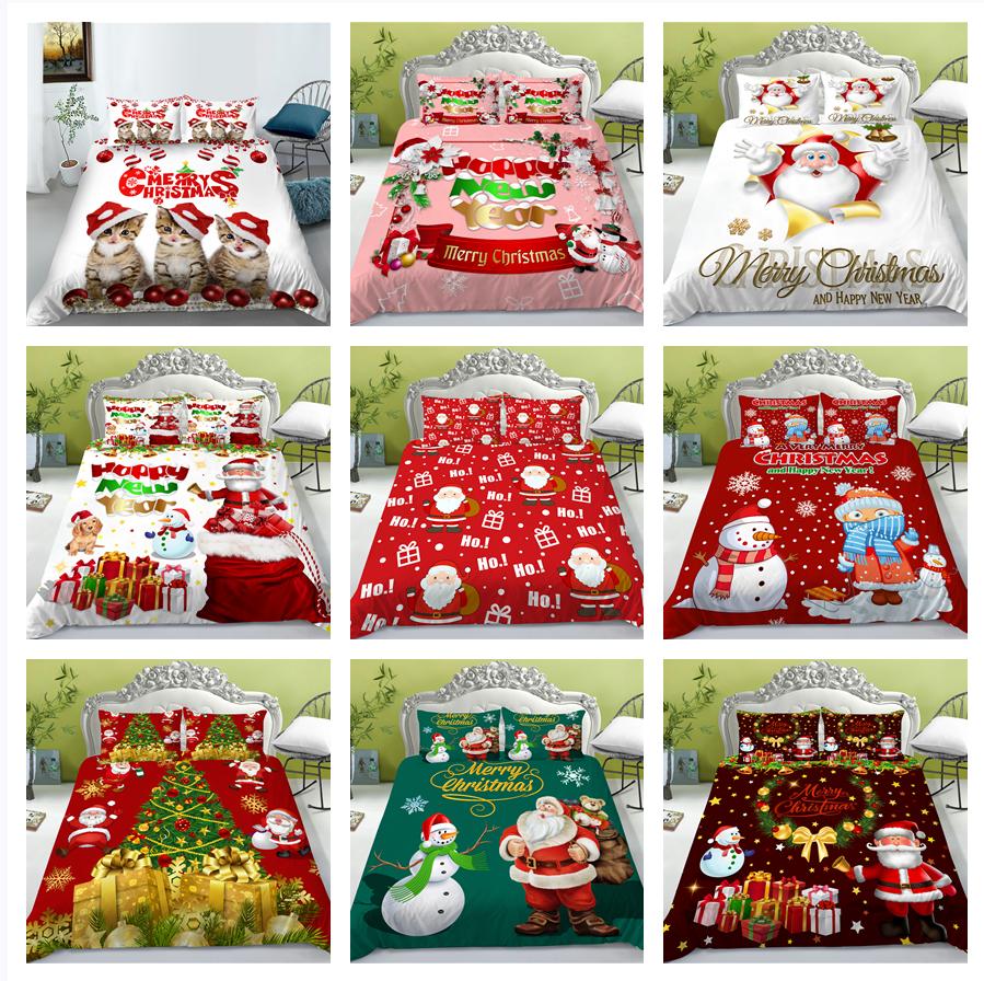 

Роскошный 3D Рождественский комплект постельных принадлежностей Спальня Постельные принадлежности Полноразмерный одноместный двойной пододеяльник и наволочка Без простыни 2/3 Шт Набор