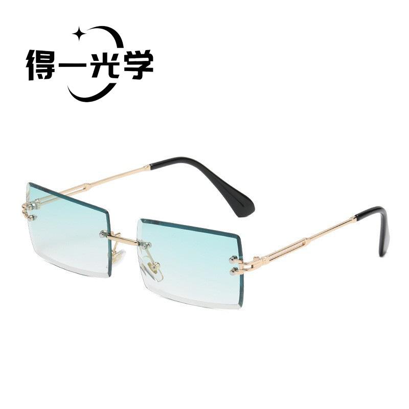 New diamond trimmed small frame rimless square sunglasses sunglasses sunglasses UV protection sunglasses