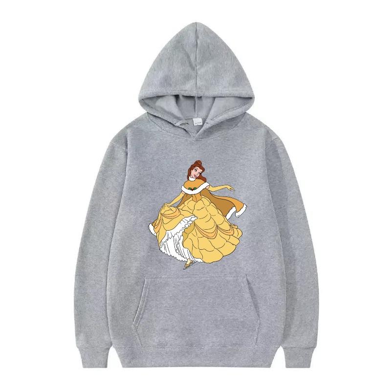 Disney Kráska a zvíře Princezna Vzor Dámské Volné Černé Podzimní Topy Oblečení Svetry Dámské Levné Y2k Mikiny Pánské Sportovní