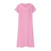 Fashion Women's Solid Color V-neck Long Dress Loose