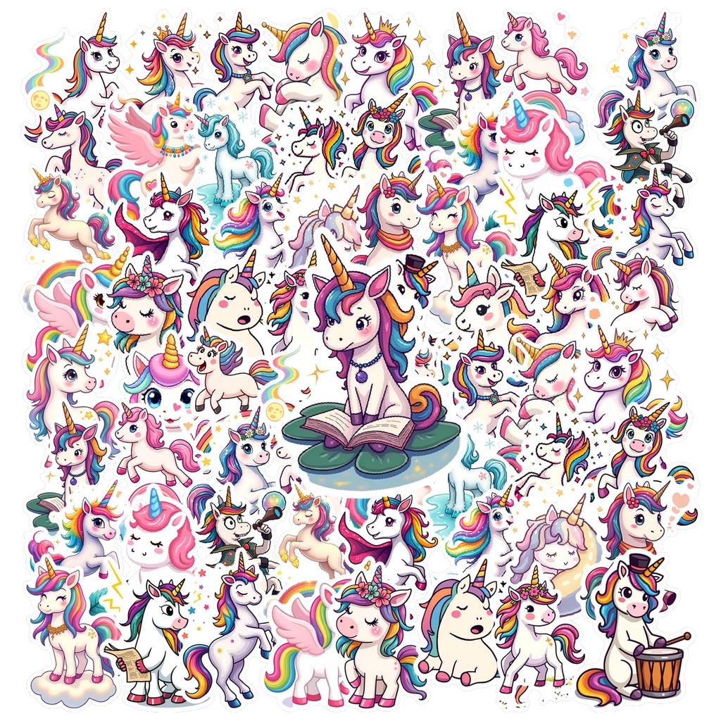 35pcs-50pcs Cute Unicorn Stickers Colorful Fantasy Graffiti Decals DIY Stickers For DIY Phone Laptop Scrapbook Bike Laptop