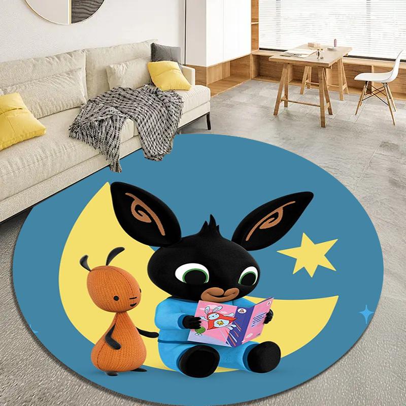 Bing Bunny Round Area Rug,Carpet Rug for Living Room Bedroom Sofa Playroom Decor,Non-slip Floor Mat37