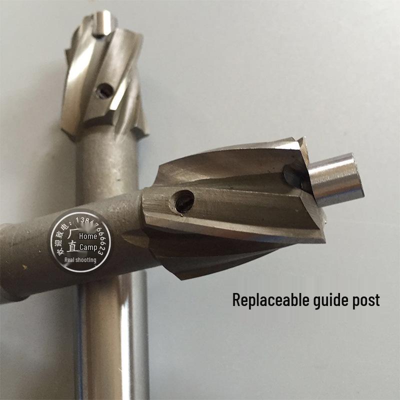 High-Speed Steel Flat-Bottom Countersink Drill with Replaceable Bit and Taper Shank Guide Pin