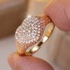 White Zircon Full Stone Big Love Heart Rings For Women Vintage Trendy Gold Color Ring Wedding Jewelry Mother's Day Gift