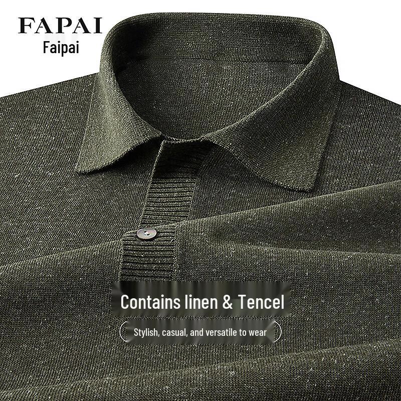 

Мужская вязаная рубашка-поло FAPAI из смесовой ткани лен и тенсел M