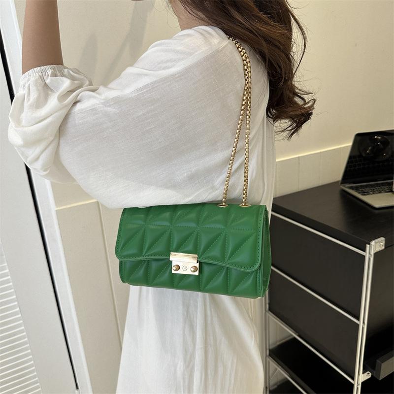 Herbst einfarbig Stickgarn 2025 neuer Modedesign-Trend Texturverschluss tragbare Schulter Umhänge Damenhandtasche