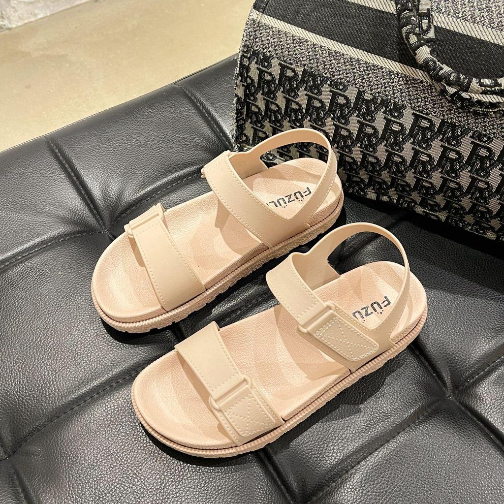 2024 Damen Sandalen im koreanischen Stil mit flachem Klettverschluss - Bequem, trendig römisches Ein-Riemen-Design für den Sommer
