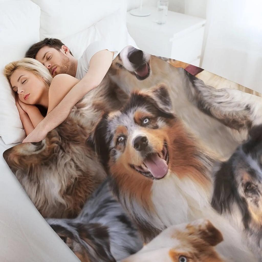 Australian Shepherds Throw Blanket Foldable Soft Warm Blanket for Outdoor Use