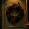 Thanksgiving Fall Hanging Decor Halloween Wreath for Front Door, Artificial Maple Leaf Rose Pumpkin Decorative Pendant Wall Wreath, Autumn Harvest