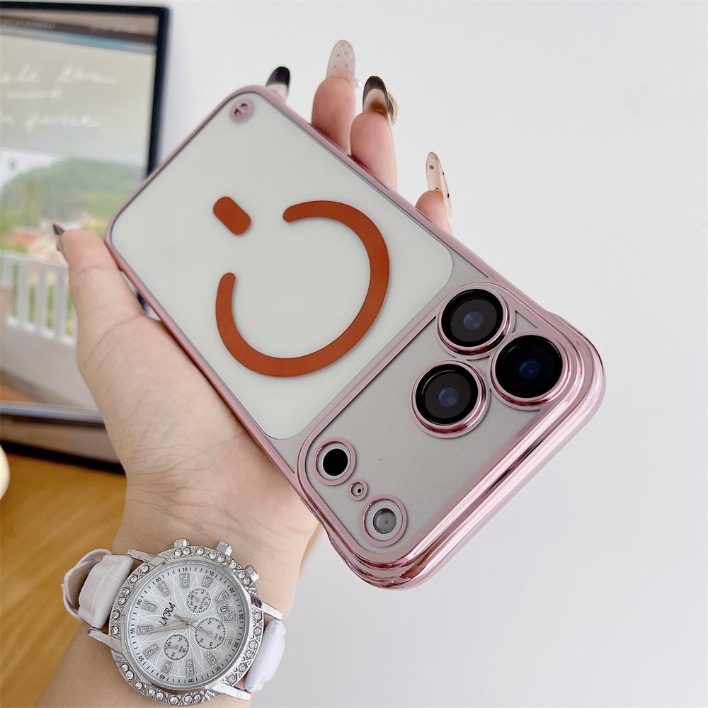 Plating Clear Half Pack Case For Magsafe For iPhone 17 14 13 15 16 Pro Max Plus Air Glass Lens Ultra Thin Frameless Cover