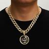 Hot Selling Dripping Oil Full Diamond Skull Alloy Pendant Cool Retro 3D Skull Necklace Men's Jewelry