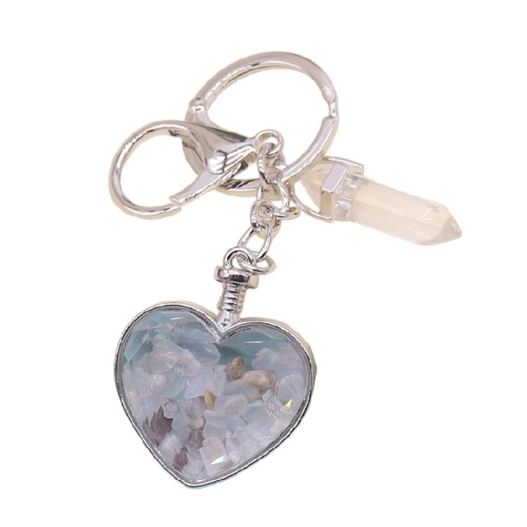 Long Time Use Natural Stone Heart Shaped Photo Frame Keychain Resistant Wear Tear Ideal Meaningful Carry Item Gift