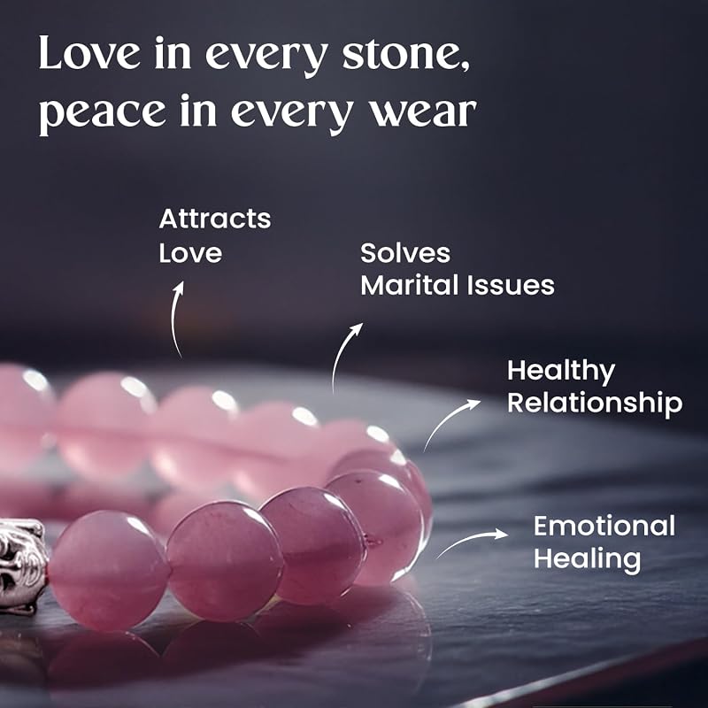 Astrotalk Rose Quartz Bracelet with Buddha Charm | Promotes Love, & Inner Peace | Astrology Bracelet for