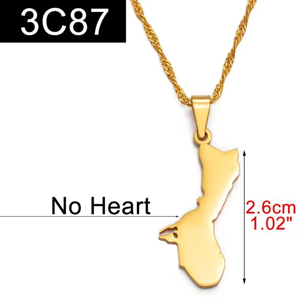 Anniyo 3cm/2.6cm Guam Map Pendant Necklaces for Women Girls Gold Color Silver Color Chains Jewelry Heart Guam Maps #136421