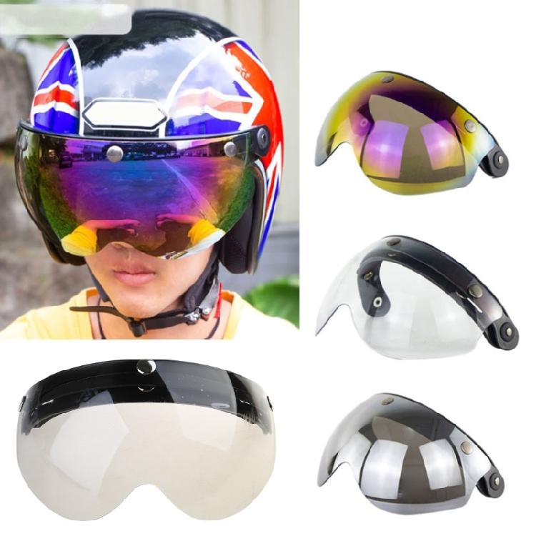 Universal 3-Snap Motorbike Helmet Visor Front Flip Up Wind Shield Len Sunglasses