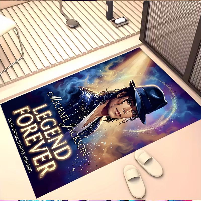 Michael Jackson Print Rug, Washable Floor Carpet, For Entryway Dorm Laundry Room Office Study, Home Decor Birthday Christmas Gift