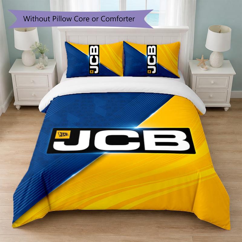 JCB Print 3Pcs Bedding Set Duvet Cover With Two Pillowcases Soft Bed Linen For Household Bedroom
