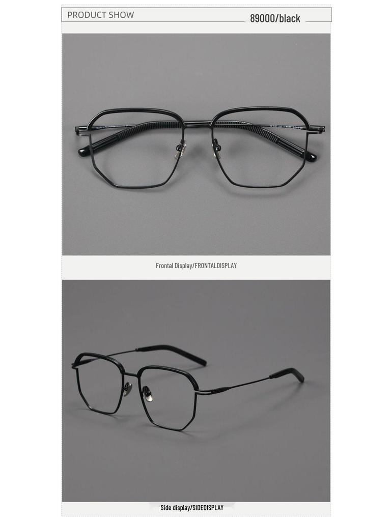 Danyang Two-Tone IP Plated Browline Glasses: Men's Pure Titanium High-Power Myopia Eyeglasses with Thick Rim and Acetate Frame.