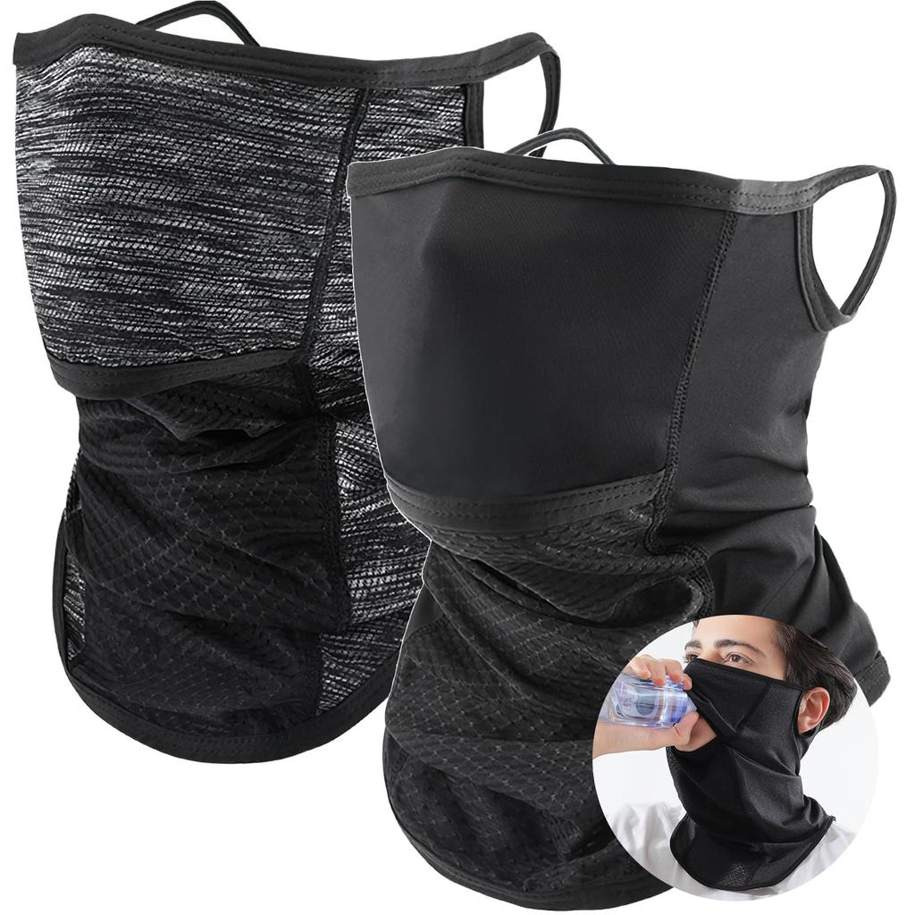 Andeor Face Cover Neck Guard for Cyclists, Spring/Summer Use, 2024 New Opening Design, Contact -5°C Cooling Technology, UPF50+ Certified, Ear Loops,