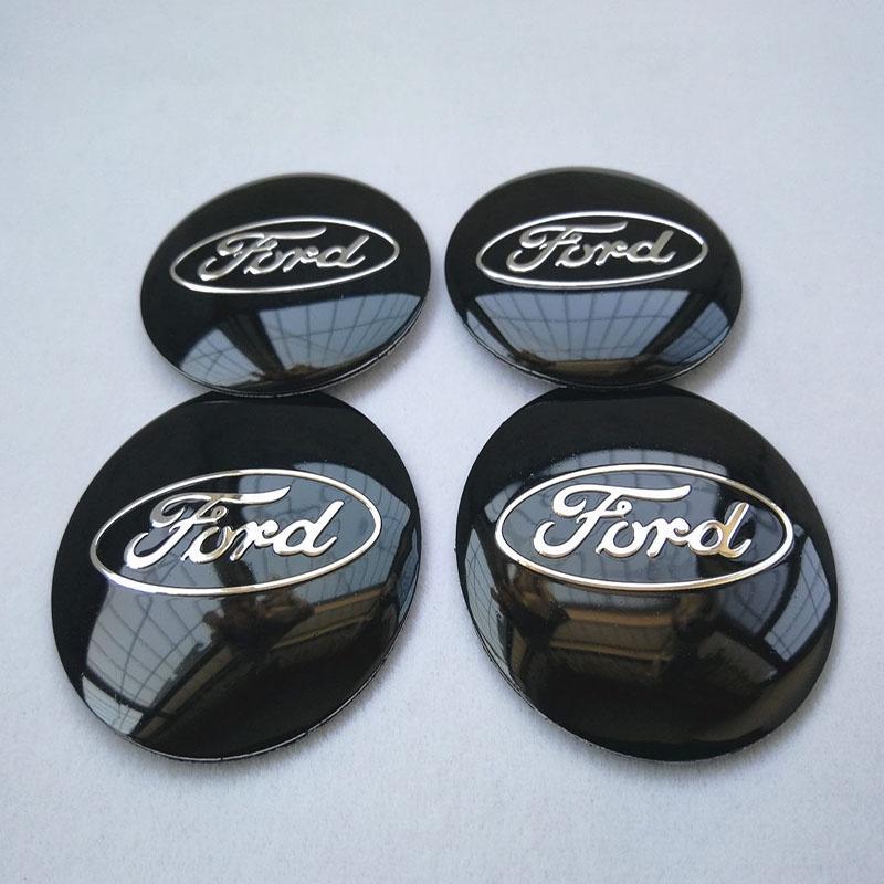 Elegant 4 Stück 56mm Auto Radnabenkappen Emblem Aufkleber für Ford Schwarz und Blau