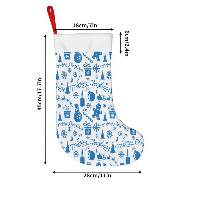 Christmas decoration fireplace hanging stocking Christmas Stockings 1pc 45.72 cm, Christmas Blue Snowflake Gingerbread T