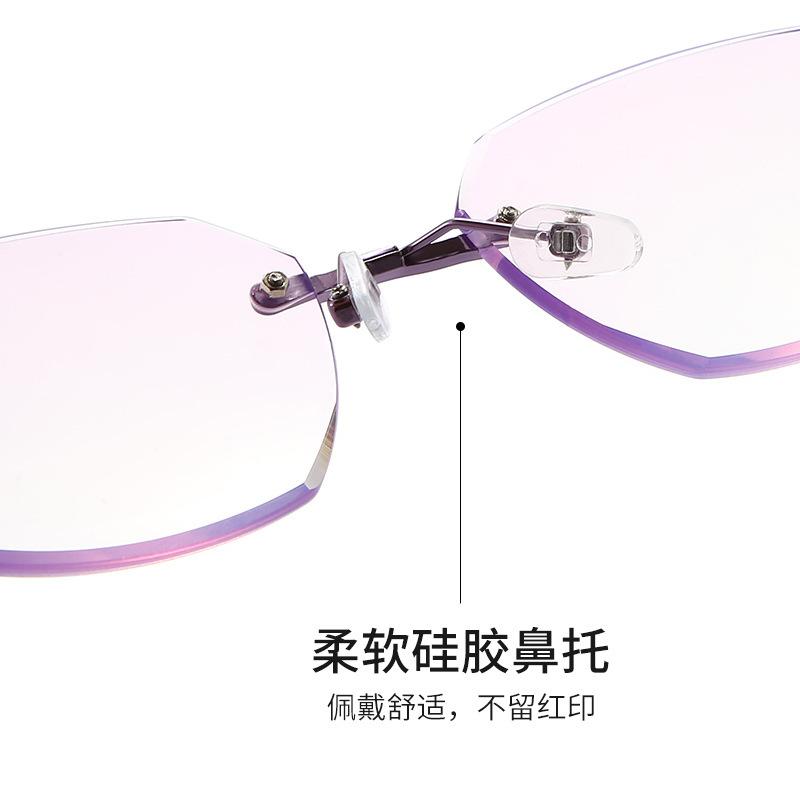New Point Diamond Beauty Anti-blue Reading Glasses Gypsy Women's Frameless Ultra-clear Fashion Temperament Presbyopia