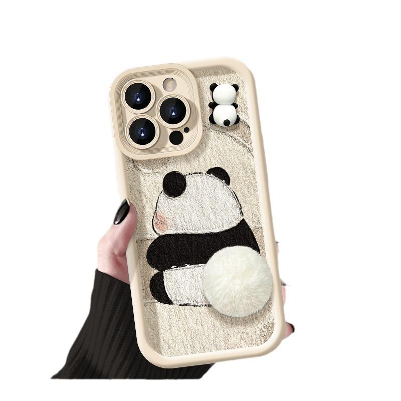 Applicable To Apple 15 Mobile Phone Case IPhone14/13promax12/11 Cute Hair Ball Panda Xr