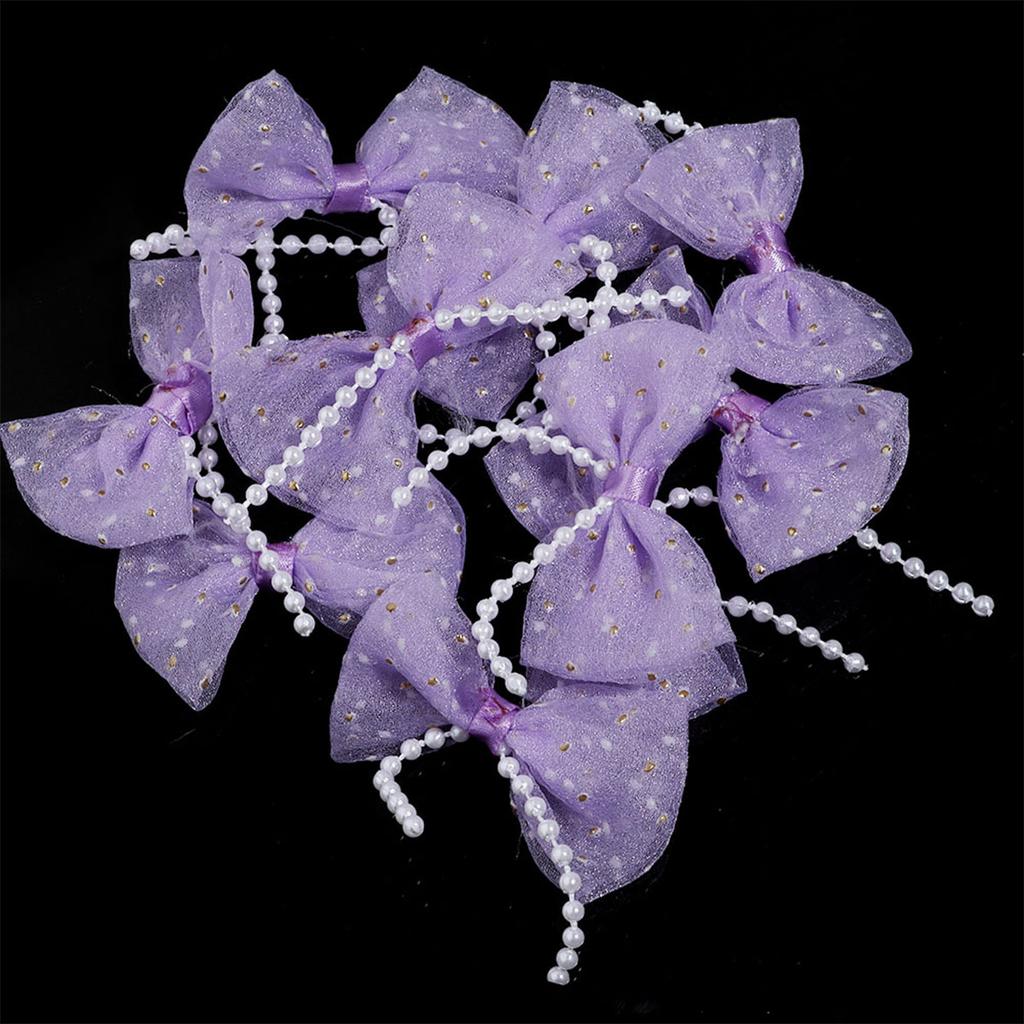 10pcs/lot Mini Cute Mesh Polka Dot Pearl Bow For Jewelry Making DIY Wedding Party Hair Clip Headband Clothing Crafts Decoration