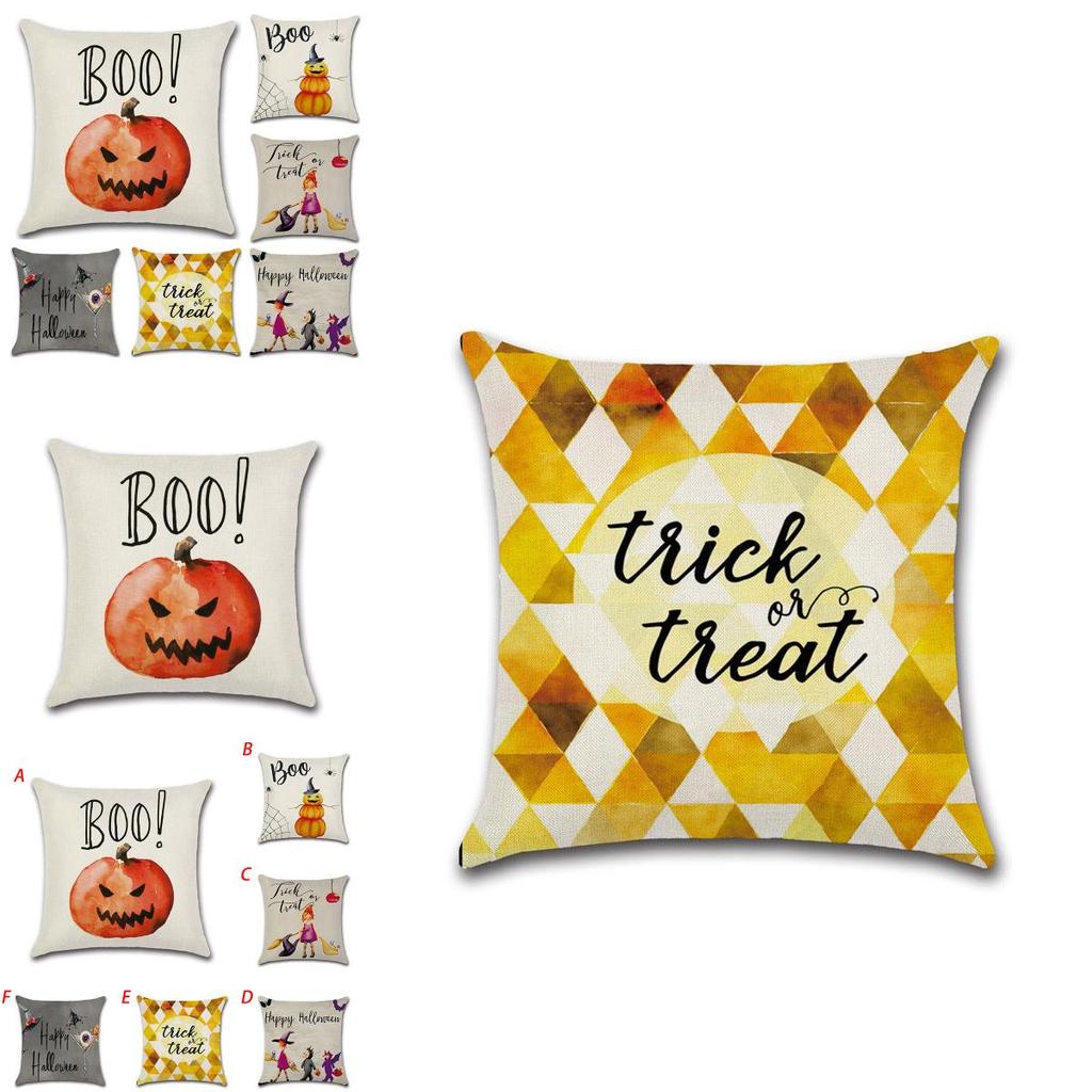Luxurious Halloween Pillow Case For Sofa And Home Decoration With Pumpkin Design Linen Throw