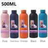 500ML KPop Demon Hunters Sport Leak Proof Stainless Steel Insulated Mug Water Cup Letter Number Cartoon Print Birthday Gifts