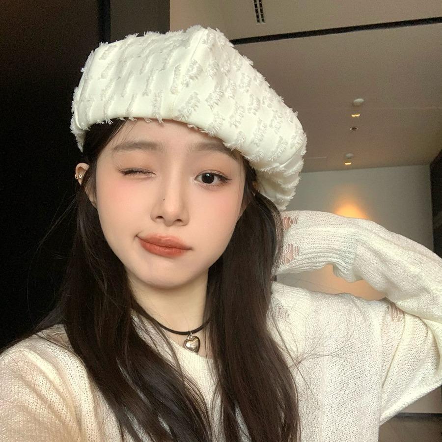 Sweet Sister Versatile Octagonal Hat Children Spring and Summer Thin Retro Rough Edge Y2k Simple Literary Beret