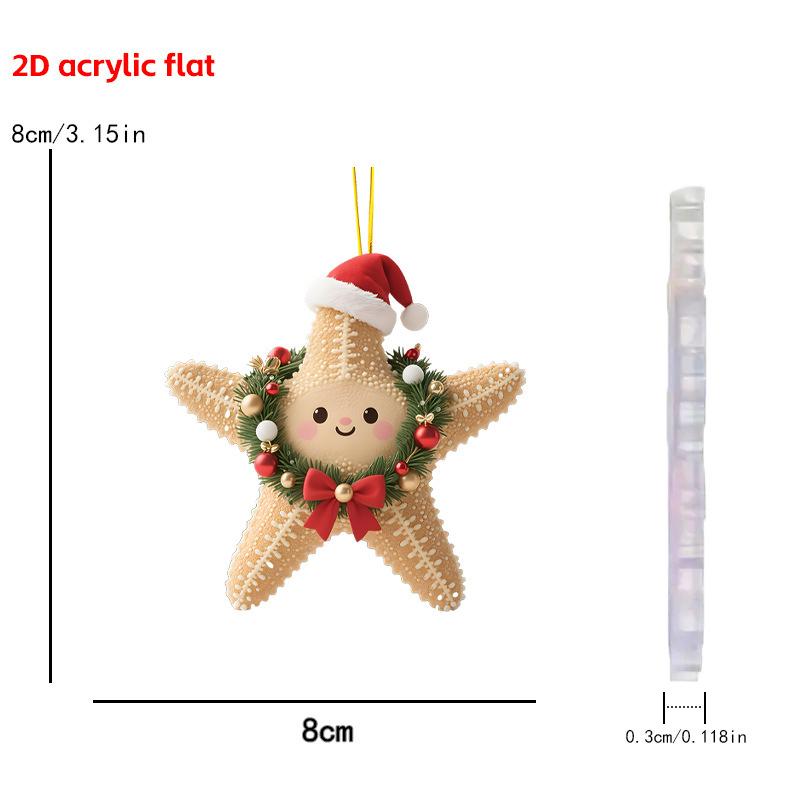 Christmas Animal Series 2D Flat Acrylic Hanging Ornaments for Christmas Party Home Decor Backpack Key Chains Tree Christmas Deco