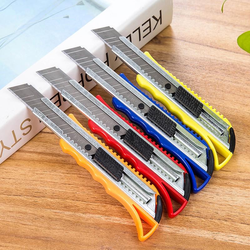 Large Stainless Steel Utility & Wallpaper Knife with Holder - Industrial Paper Cutter & Unboxing Tool 1 large utility knife (color sent randomly)