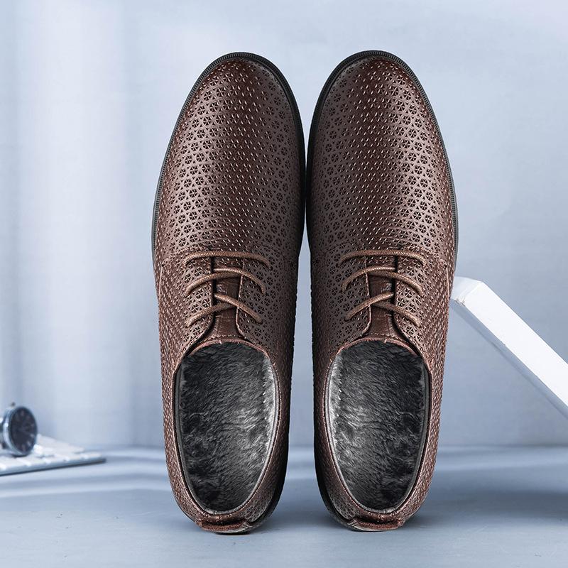 

Мужские туфли ретро из коровьей кожи с круглым носком, дышащие кожаные туфли на низком каблуке на шнуровке спереди, повседневные кожаные туфли 46