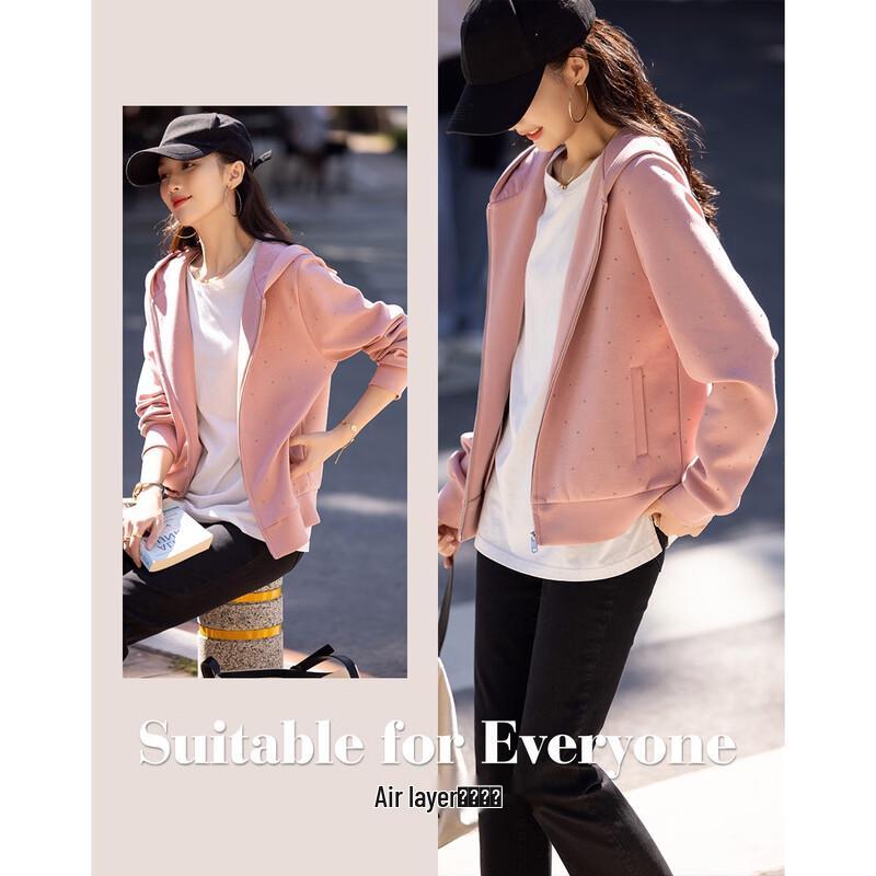 

Demana Women s Hooded Rhinestone Air-Layer Short Jacket L