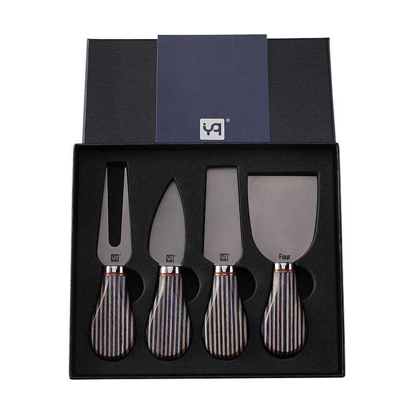 High-End Titanlegierung Käsemesser mit blauem Holzgriff - Westliches Tafelgeschirr Butter- und Marmeladenmesser