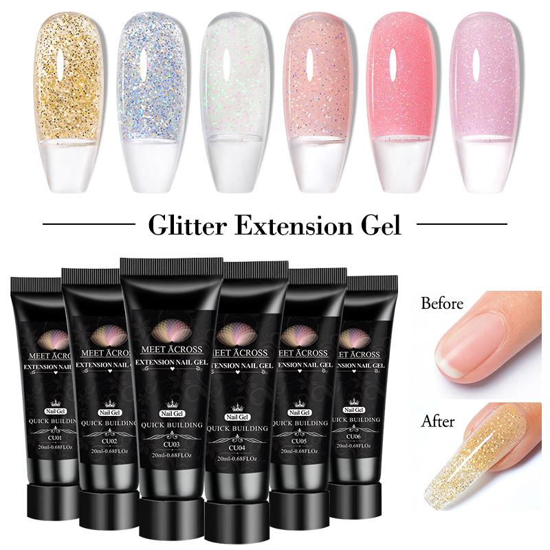 INCONTRARE ATTRAVERSO 14 Pz Set di gel UV poli Kit gel per unghie Crystal Builder Gel colorato trasparente con lampada Gel Smalto per unghie per l'estensione delle unghie