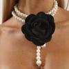 New French Retro Baroque Rose Flower Choker Collarbone Neck Chain Socialite Xiaoxiang Pearl Chain