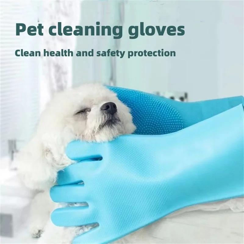 2 Paar Silikon-Reinigungshandschuhe, multifunktional, magische Silikon-Geschirrspülhandschuhe für die Küche und den Haushalt, Silikon-Waschhandschuhe