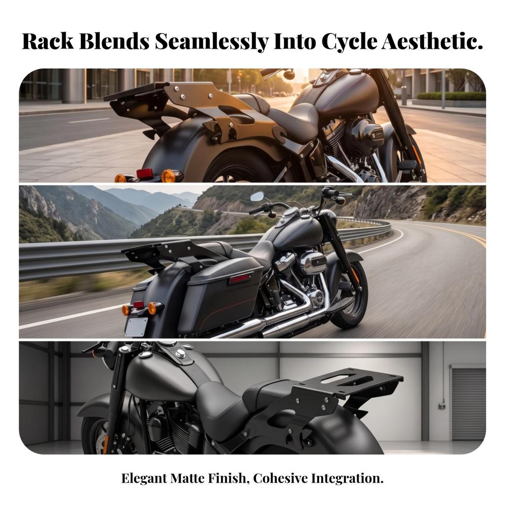 Motorcycle Luggage Rack with Support Arms Versatile Rear Cargo Carrier Bolt-On
