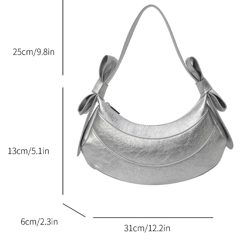 Spring/Summer new Ballet French cute solid color bow crescent bag