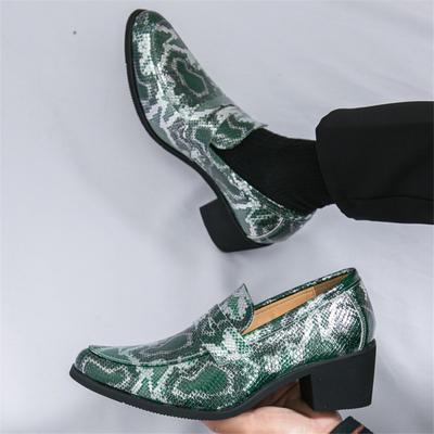 Fashion New Designer 6cm Height Increasing Shoes For Men Casual Snakeskin Penny Loafers Business Formal Dress Footwear Zapatos Hombre