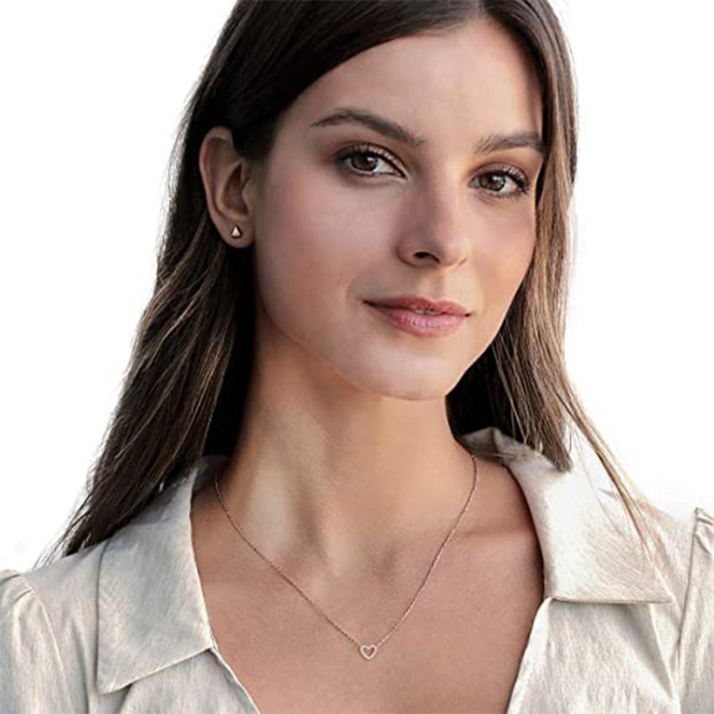 Love Diamond Engraved Necklace - Women's Heart-shaped Pendant Design - Collar Chain - Elegant Necklace - New Style