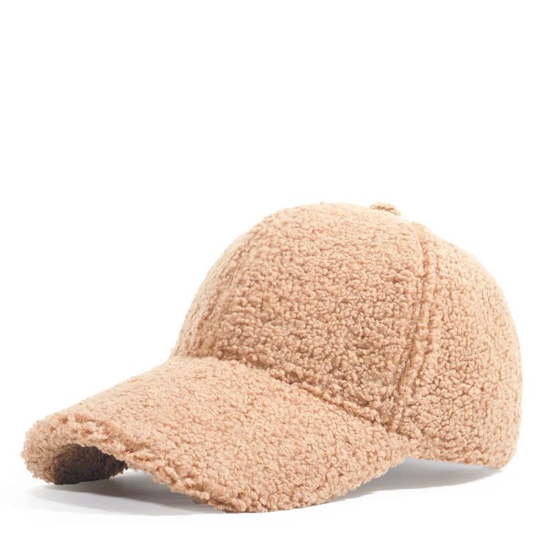 Unisex Korean Style Thickened Lamb Wool Baseball Cap for Autumn and Winter - Solid Color, Warm, Casual Outdoor Hat